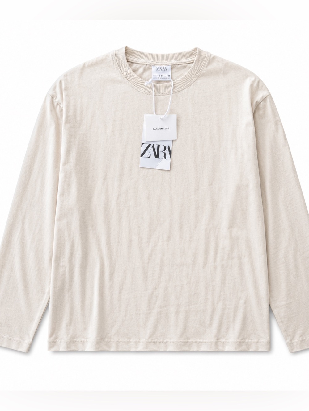 ZARA Girls Long Sleeve Top – NWT | Beige | Size 13–14 (164)